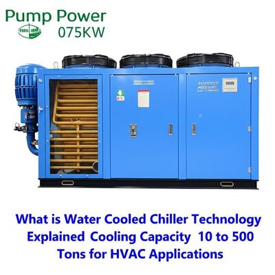 Potenza della pompa 075KW Che cos'è la tecnologia del frigorifero raffreddato ad acqua Capacità di raffreddamento spiegata da 10 a 500 tonnellate per applicazioni HVAC